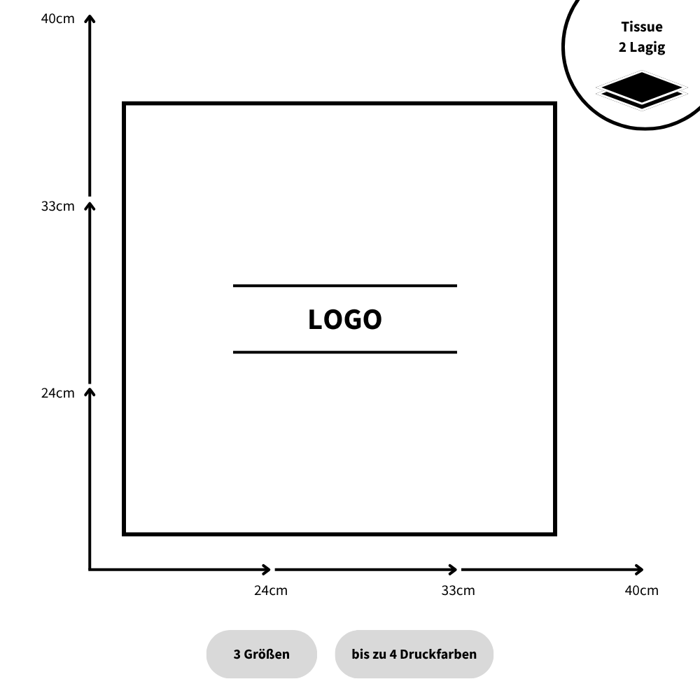 Serviette Tissue 2-lagig 1/4 Falz, weiß